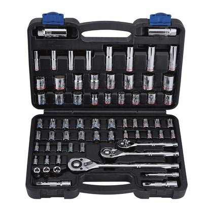 66 Pc 1/4 in, 3/8 in, 1/2 in. Drive SAE & Metric Hi-Vis Socket Set