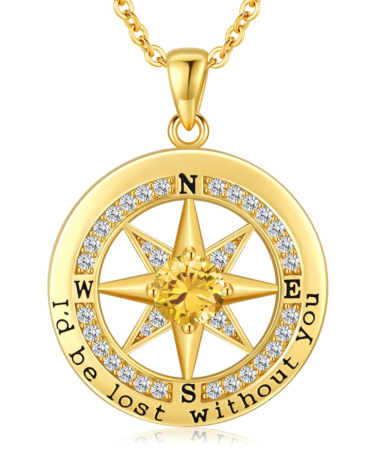 S925 Sterling Silver Compass Necklace – "I'd Be Lost Without You" Anniversary Gift for Her