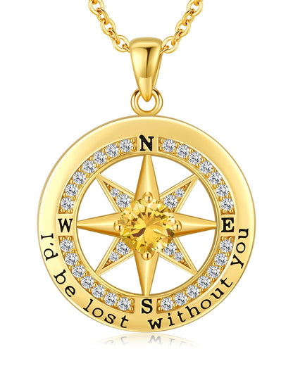 S925 Sterling Silver Compass Necklace – "I'd Be Lost Without You" Anniversary Gift for Her