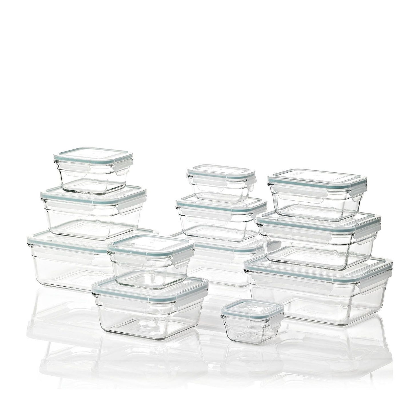 GLASSLOCK Air Tight Glass Lunch Container Glass Food Storage Set 24-Piece