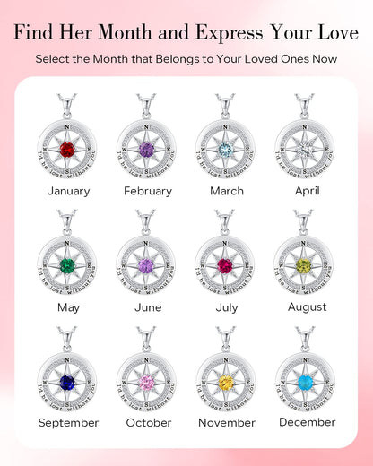 S925 Sterling Silver Compass Necklace – "I'd Be Lost Without You" Anniversary Gift for Her