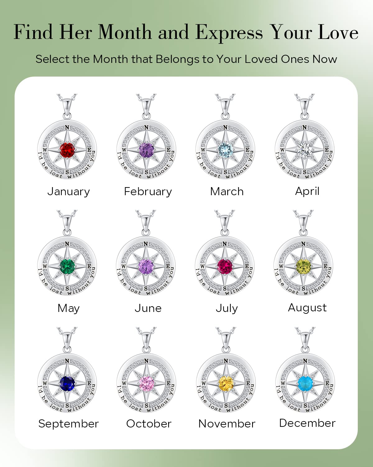 S925 Sterling Silver Compass Necklace – "I'd Be Lost Without You" Anniversary Gift for Her