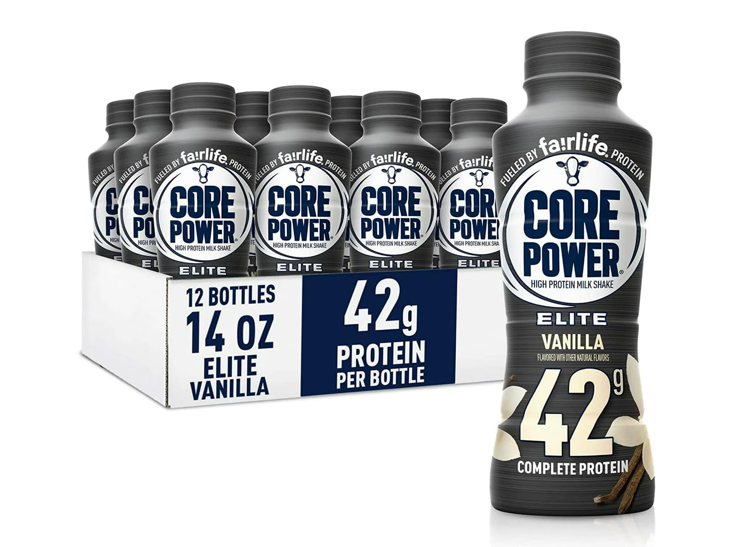 Core Power Protein Vanilla Elite 42G Bottles, 14 fl oz, 12 Pack