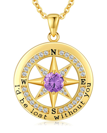 S925 Sterling Silver Compass Necklace – "I'd Be Lost Without You" Anniversary Gift for Her