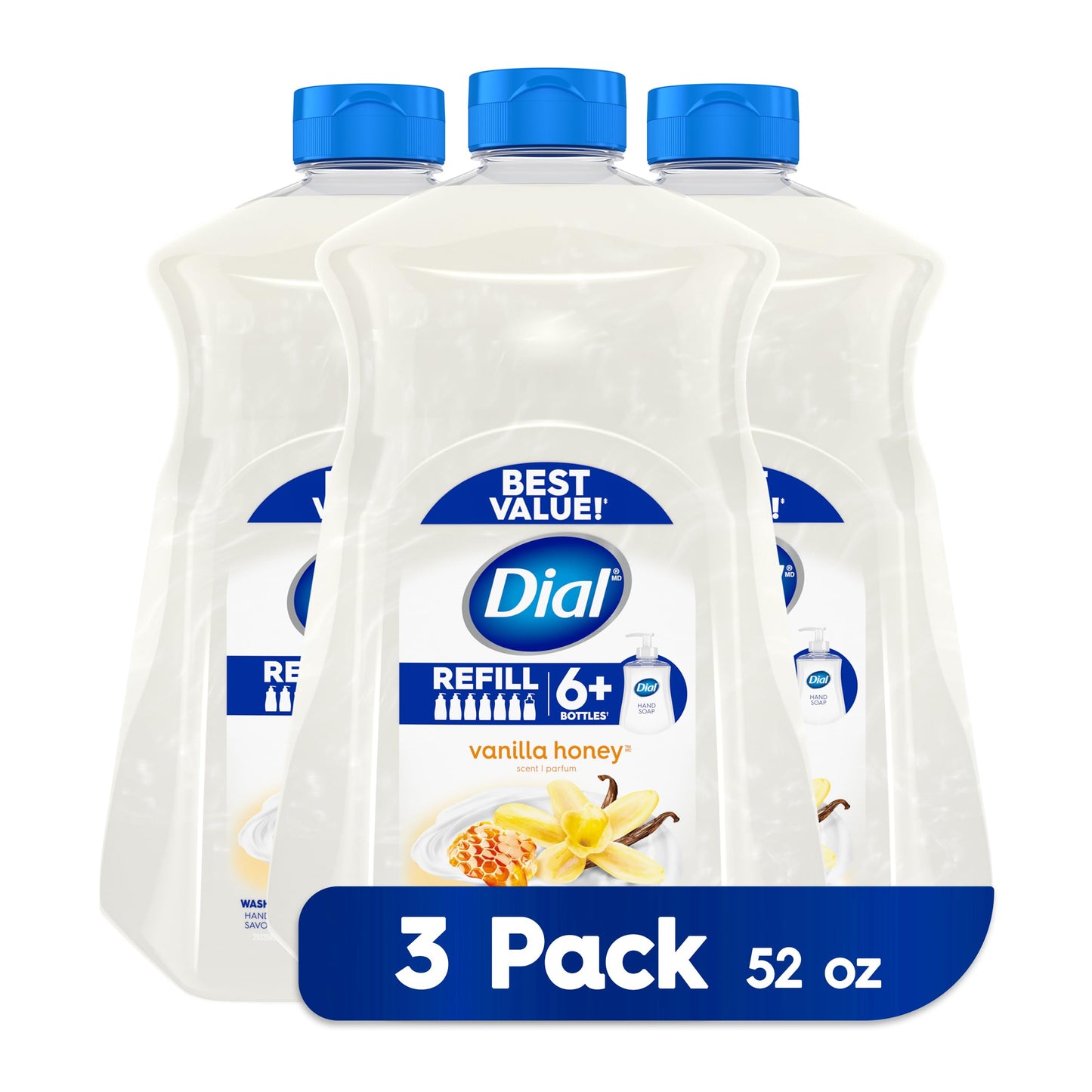 Dial Antibacterial Liquid Hand Soap Refill, Spring Water, 52 fl oz Pack of 3