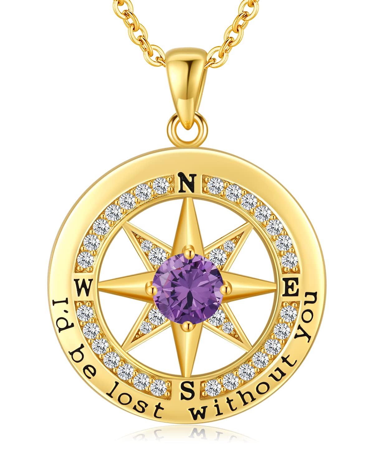 S925 Sterling Silver Compass Necklace – "I'd Be Lost Without You" Anniversary Gift for Her