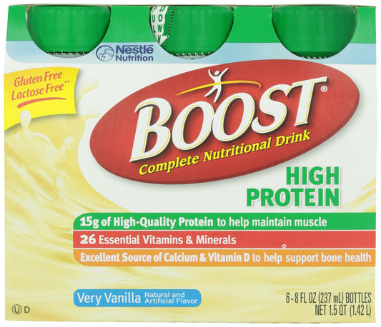 BOOST High Protein Balanced Nutritional Drink, Very Vanilla, 8 FL OZ (Pack of 6)