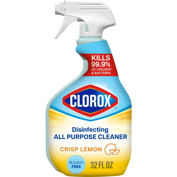 Clorox Disinfecting Bleach-Free All-Purpose Cleaner, Crisp Lemon – 32 fl. oz., 2-Pack | Cuts Grease & Kills 99.9% of Germs