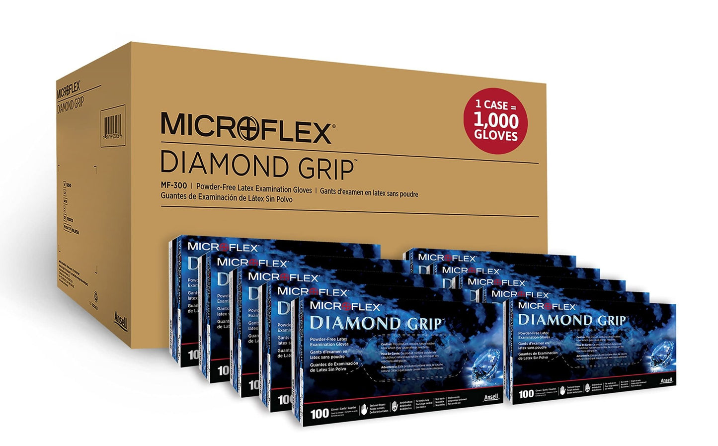 Ansell Microflex Diamond Grip MF - 300 Disposable Latex Gloves for Automotive, Healthcare, Machinery Industries - Ultimate Online Deals