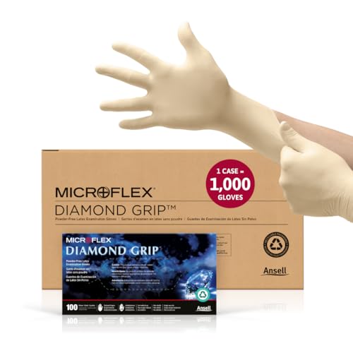 Ansell Microflex Diamond Grip MF - 300 Disposable Latex Gloves for Automotive, Healthcare, Machinery Industries - Ultimate Online Deals