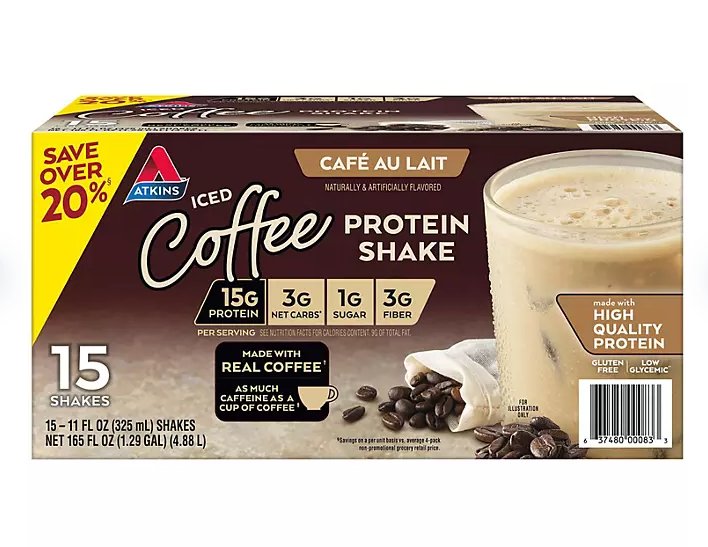 Atkins 15g Iced Coffee Protein Shake, Café Au Lait 11 fl. oz., 15 pk. - Ultimate Online Deals