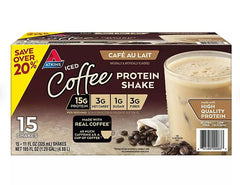 Atkins 15g Iced Coffee Protein Shake, Café Au Lait 11 fl. oz., 15 pk.