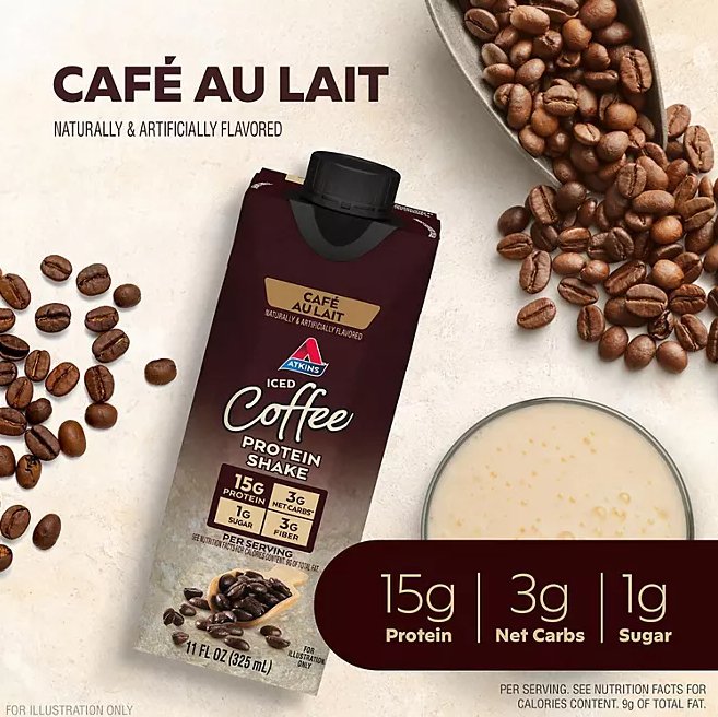 Atkins 15g Iced Coffee Protein Shake, Café Au Lait 11 fl. oz., 15 pk. - Ultimate Online Deals