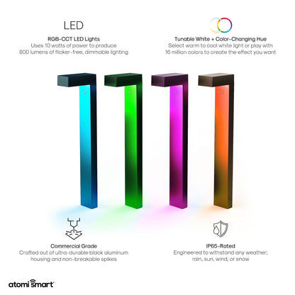 Atomi Smart WiFi LED Pathway Lights— 4 - Pack Starter Kit, 800 Lumens, Tunable, Dimmable, Link up to 40 Lights, IP65 - Rated, White and RGB 2500K - 9000K, App Control, Works with Alexa and Google Assistant - Ultimate Online Deals