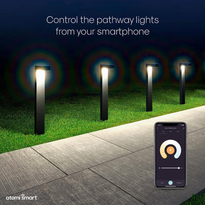 Atomi Smart WiFi LED Pathway Lights— 4 - Pack Starter Kit, 800 Lumens, Tunable, Dimmable, Link up to 40 Lights, IP65 - Rated, White and RGB 2500K - 9000K, App Control, Works with Alexa and Google Assistant - Ultimate Online Deals