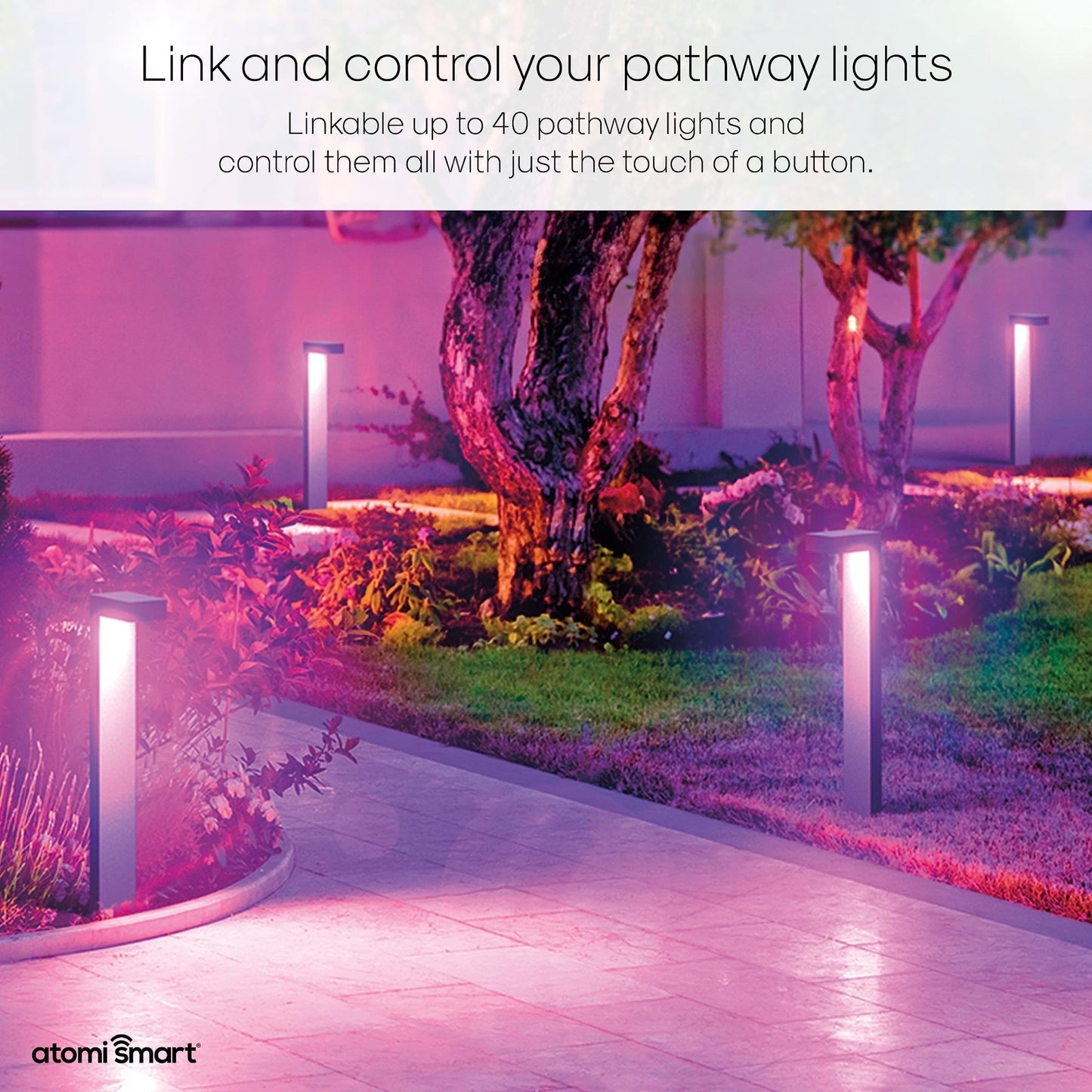 Atomi Smart WiFi LED Pathway Lights— 4 - Pack Starter Kit, 800 Lumens, Tunable, Dimmable, Link up to 40 Lights, IP65 - Rated, White and RGB 2500K - 9000K, App Control, Works with Alexa and Google Assistant - Ultimate Online Deals