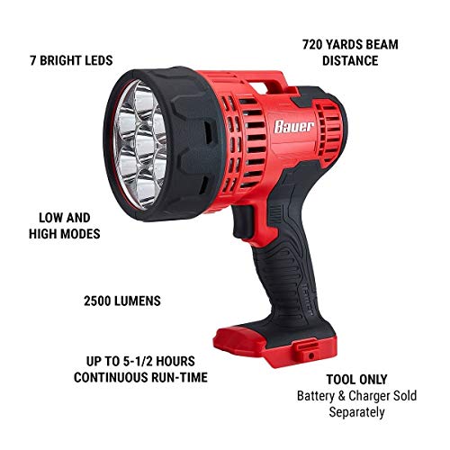 BAUER 20v Lithium - Ion Cordless 2500 Lumens Spotlight – Tool Only - Ultimate Online Deals