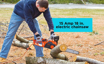 BLACK+DECKER Electric Chainsaw, 18 - Inch, 15 - Amp (CS1518) - Ultimate Online Deals