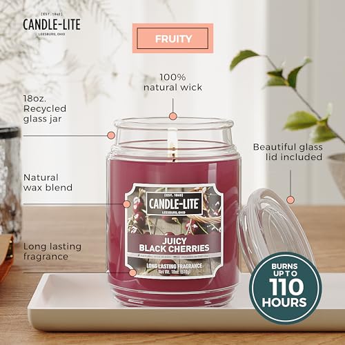 Candle - lite Black Cherries Candles, 18 oz. Jar - Ultimate Online Deals