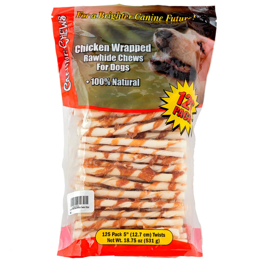 Canine Chews 5" Double Wrapped Chicken Dog Treats - 100% USA Chicken Wrapped Dog Treats - Double Wrapped Dog Chicken Treats - Chicken Sticks for Dogs - Chicken Wrapped Rawhide Dog Sticks Treats - Ultimate Online Deals