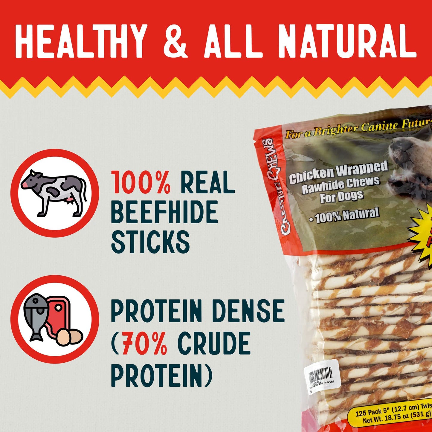 Canine Chews 5" Double Wrapped Chicken Dog Treats - 100% USA Chicken Wrapped Dog Treats - Double Wrapped Dog Chicken Treats - Chicken Sticks for Dogs - Chicken Wrapped Rawhide Dog Sticks Treats - Ultimate Online Deals