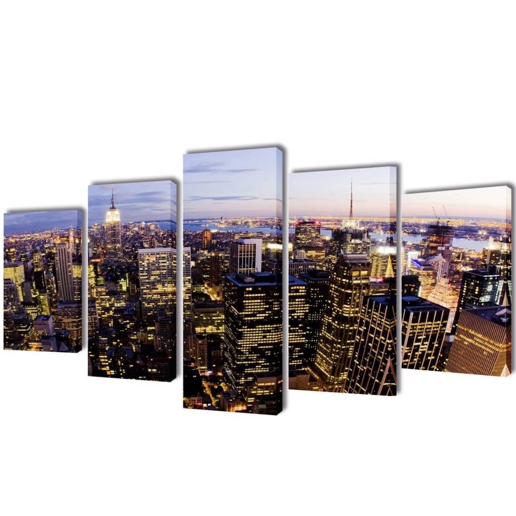 Canvas Wall Print Set - Bird's Eye View of New York Skyline - 79" x 39" - Ultimate Online Deals