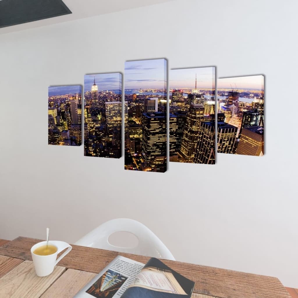 Canvas Wall Print Set - Bird's Eye View of New York Skyline - 79" x 39" - Ultimate Online Deals