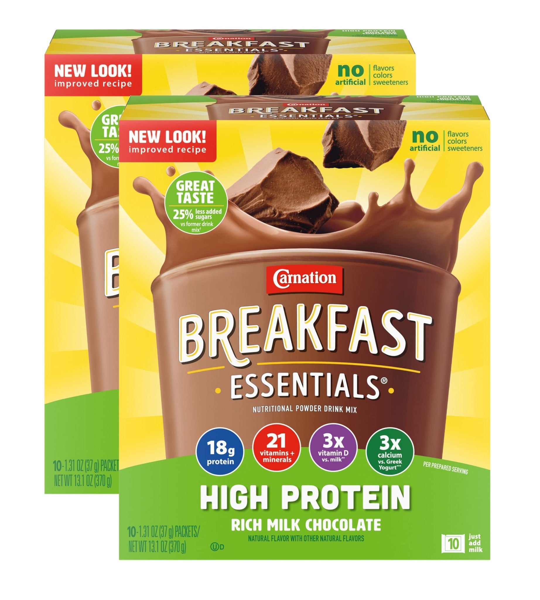 Carnation Breakfast Essentials High Protein Nutritional Powder Drink Mix Packets Chocolate, 13.1 Ounce (Pack of 2) - Ultimate Online Deals