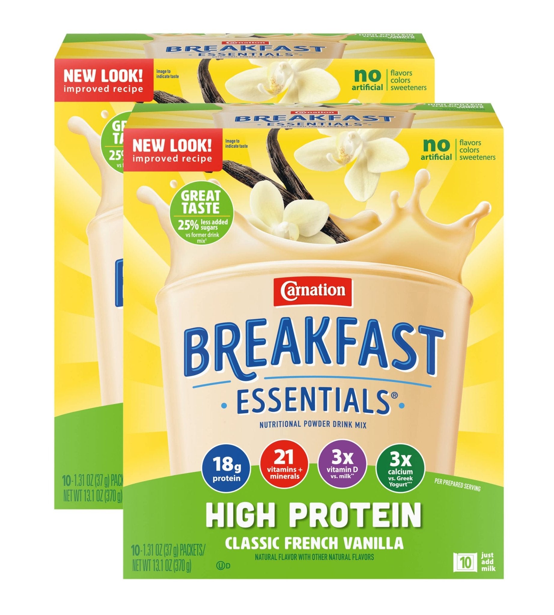 Carnation Breakfast Essentials High Protein Nutritional Powder Drink Mix Packets Vanilla, 13.1 Ounce (Pack of 2) - Ultimate Online Deals