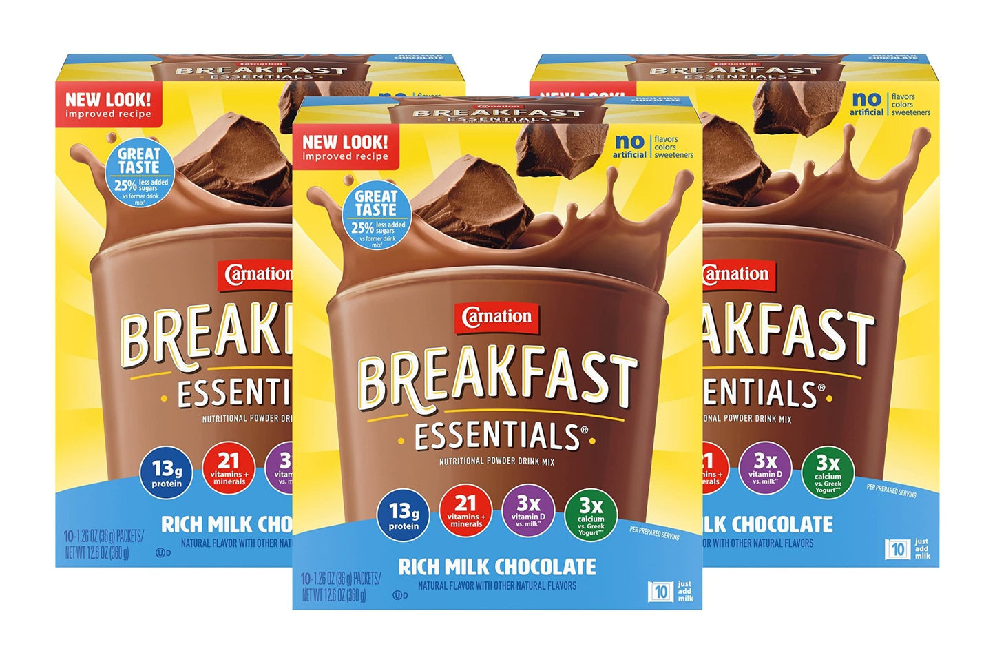 Carnation Breakfast Essentials Nutritional Powder Drink Mix (Chocolate, Pack of 3) - Ultimate Online Deals