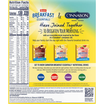 Carnation Breakfast Essentials Nutritional Powder Drink Mix (Cinnabon, Pack of 1) - Ultimate Online Deals