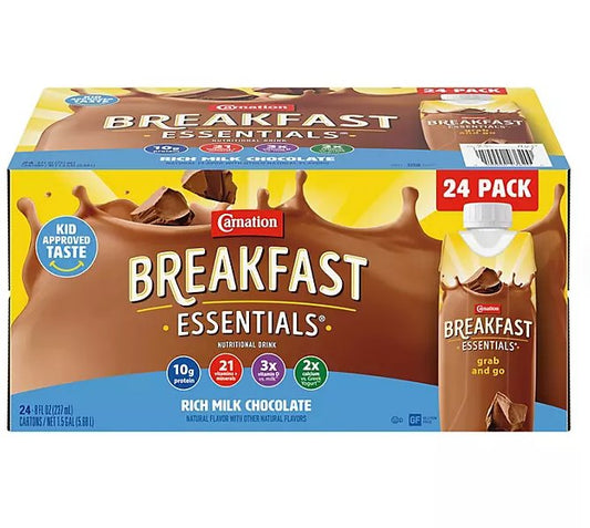 Carnation Breakfast Essentials Ready To Drink, Rich Milk Chocolate 8 oz., 24 pk. - Ultimate Online Deals