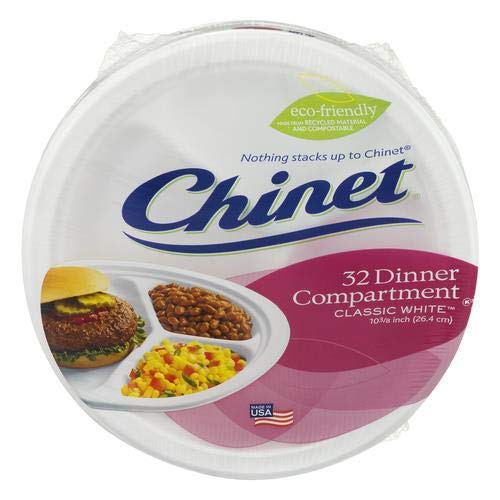 Chinet Classic Compartment Plate, White (Pack of 6) - Ultimate Online Deals