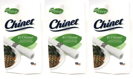 Chinet Classic White Premium Dinner Napkins, 2 Ply, 40 Count (Pack of 3) - Ultimate Online Deals