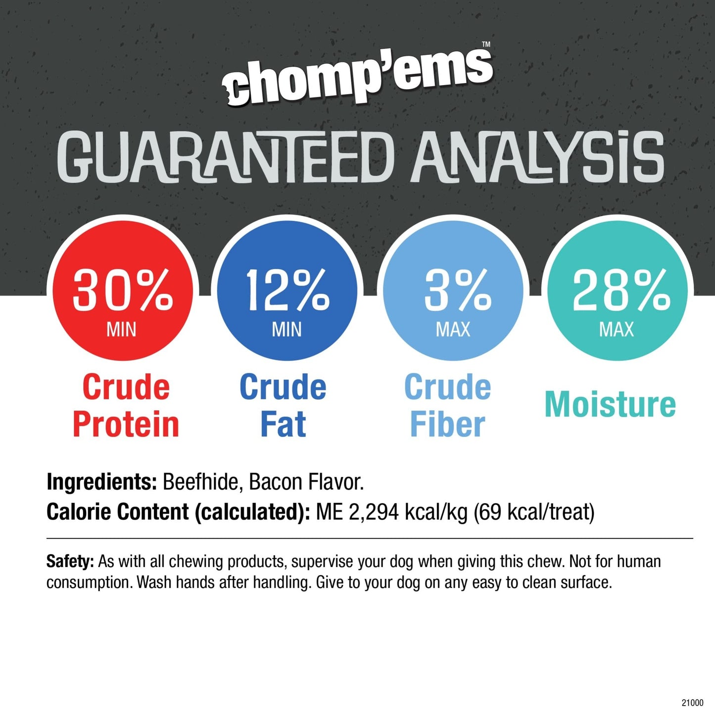 Chomp'ems Purehide Chews - Slow Roasted Naturally Delicious Rawhide Dog Treats - High Protein Beef Hide - Ultimate Online Deals