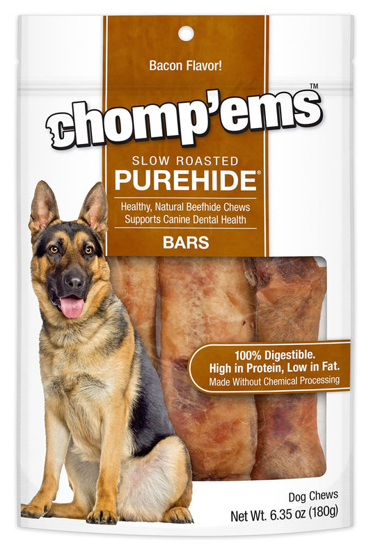 Chomp'ems Purehide Chews - Slow Roasted Naturally Delicious Rawhide Dog Treats - High Protein Beef Hide - Ultimate Online Deals