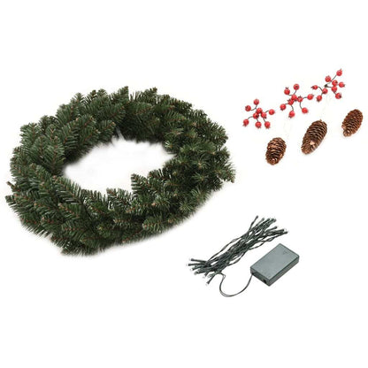 Christmas Wreaths 2 pcs with Decoration - Green - 1 ft - Ultimate Online Deals