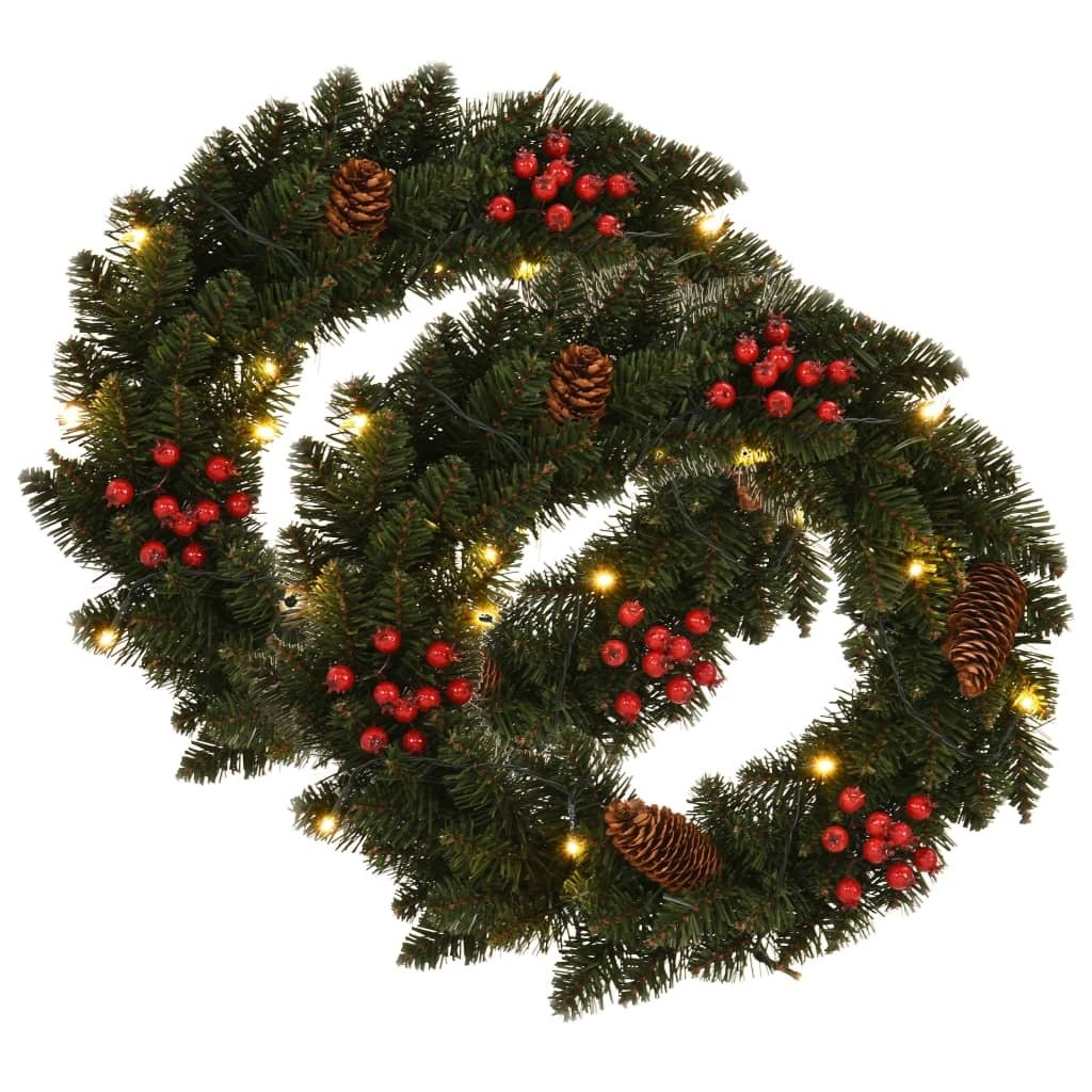 Christmas Wreaths 2 pcs with Decoration - Green - 1 ft - Ultimate Online Deals