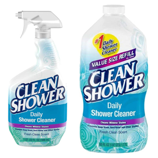 Clean Shower, Daily Shower Cleaner - No Scrub Bundle Pack [32oz. Spray Bottle & 60oz. Refill Bottle] - Ultimate Online Deals