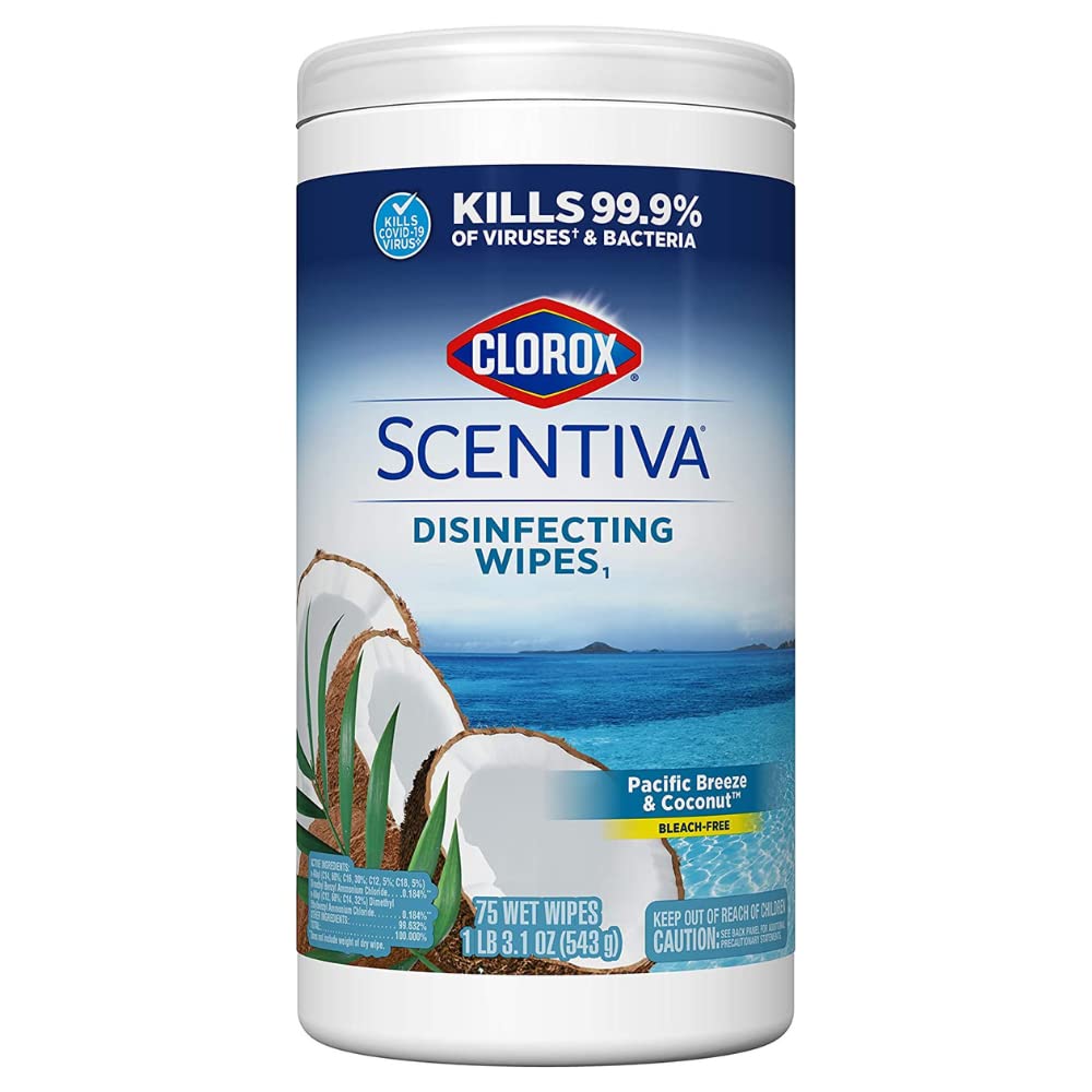 Clorox Scentiva Disinfecting Multi - Surface Cleaner Spray & Disinfecting Wipes, Pacific Breeze & Coconut Scent - Bundle of 2 Items - Ultimate Online Deals