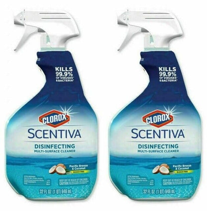 Clorox Scentiva Multi - Surface Cleaner, Pacific Breeze & Coconut, 32 fl oz (Pack of 2) - Ultimate Online Deals