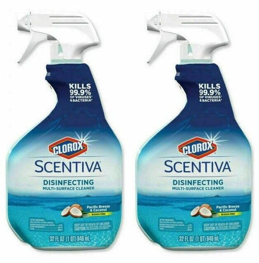 Clorox Scentiva Multi - Surface Cleaner, Pacific Breeze & Coconut, 32 fl oz (Pack of 2) - Ultimate Online Deals