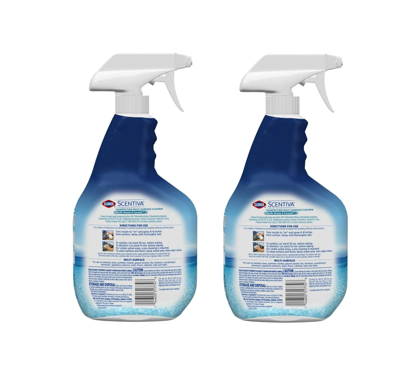 Clorox Scentiva Multi - Surface Cleaner, Pacific Breeze & Coconut, 32 fl oz (Pack of 2) - Ultimate Online Deals