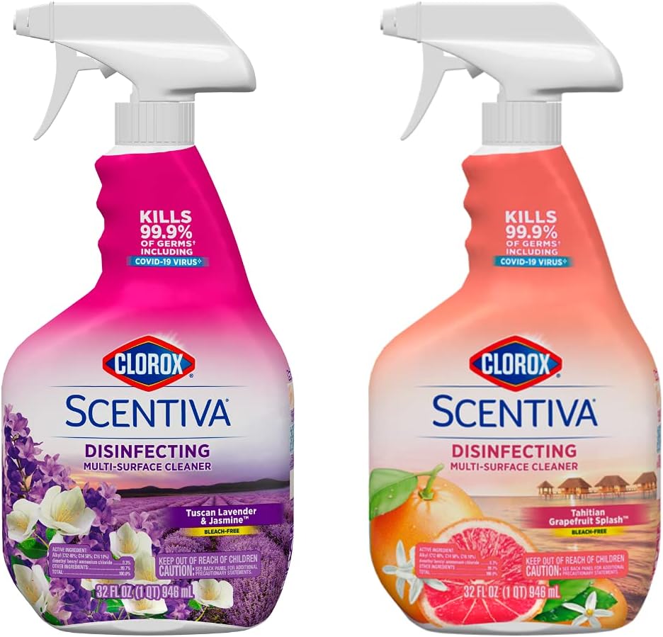 Clorox Scentiva Multi Surface Cleaner Spray, 32 OZ (Variety Pack) - Tuscan Lavender & Jasmine & Tahitian Grapefruit Scents (Available in 2 Pack, 4 Pack, and 6 Pack) - Ultimate Online Deals