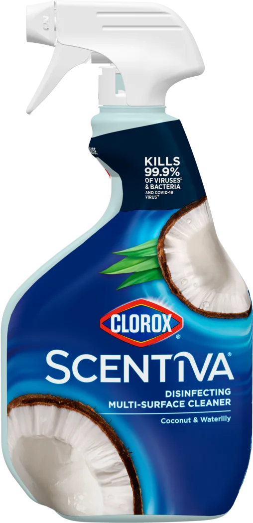 Clorox Scentiva Disinfecting Multi-Surface Cleaner Spray | Coconut & Waterlily – 2-Pack | Bleach-Free, All-Purpose Cleaning & Germ Removal