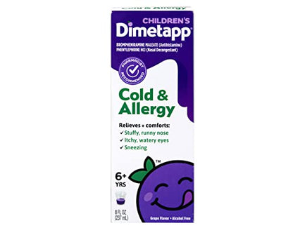 Dimetapp Children's Cold and Allergy Grape Flavored Cough Syrup 8 Ounce Bottle (Pack of 2) - Ultimate Online Deals