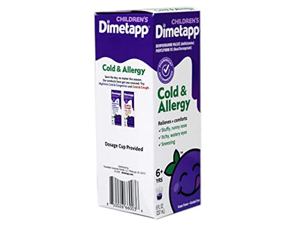 Dimetapp Children's Cold and Allergy Grape Flavored Cough Syrup 8 Ounce Bottle (Pack of 2) - Ultimate Online Deals