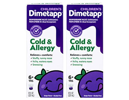 Dimetapp Children's Cold and Allergy Grape Flavored Cough Syrup 8 Ounce Bottle (Pack of 2) - Ultimate Online Deals