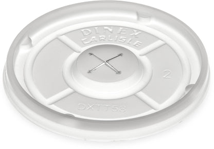 DINEX DXTT58 Polystyrene Disposable Lid, 2 - 39/64" Diameter, For Tumblers and China Disposable Juice Cups, 2.625" Length, 2.625" Width, 13.5" Height, Translucent (pack of 1000) - Ultimate Online Deals