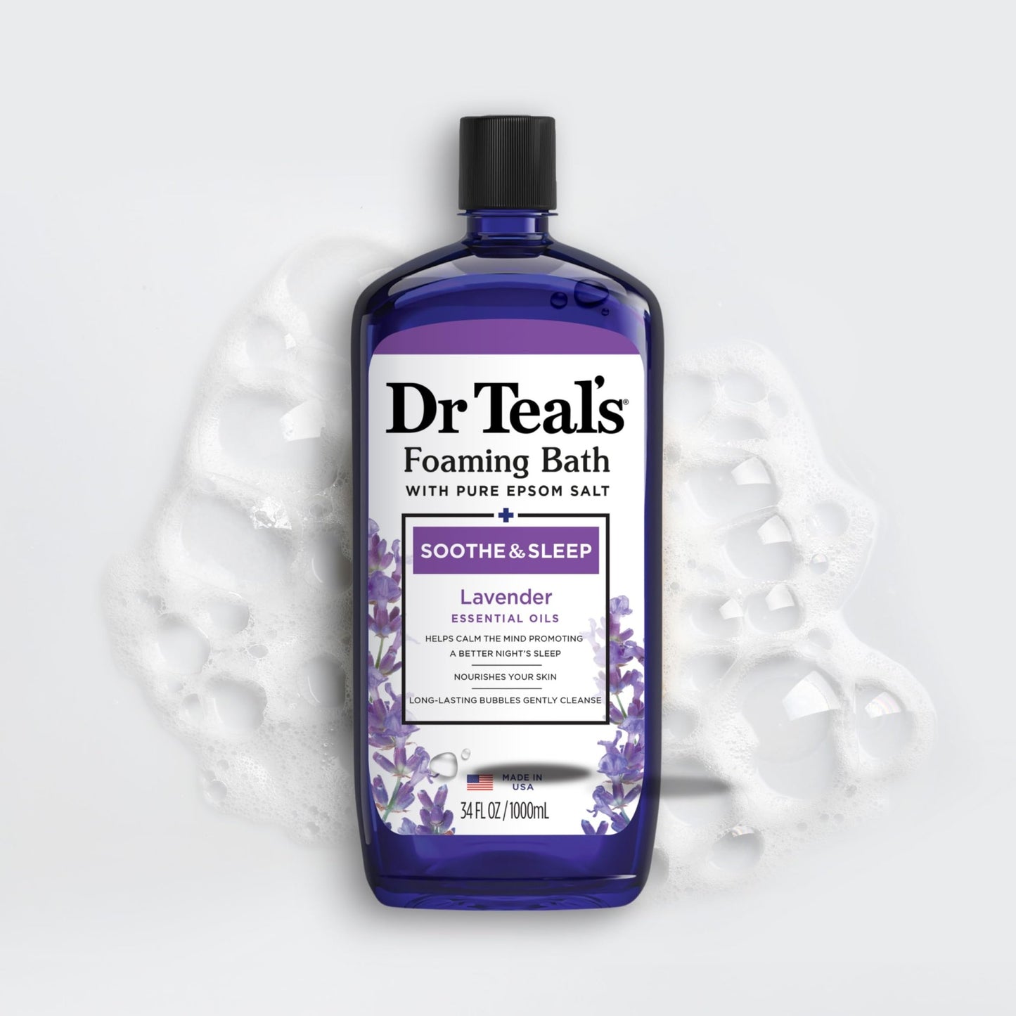 Dr Teal's Foaming Bath with Pure Epsom Salt, Soothe & Sleep with Lavender, 34 fl oz (Pack of 4) (Packaging May Vary) - Ultimate Online Deals